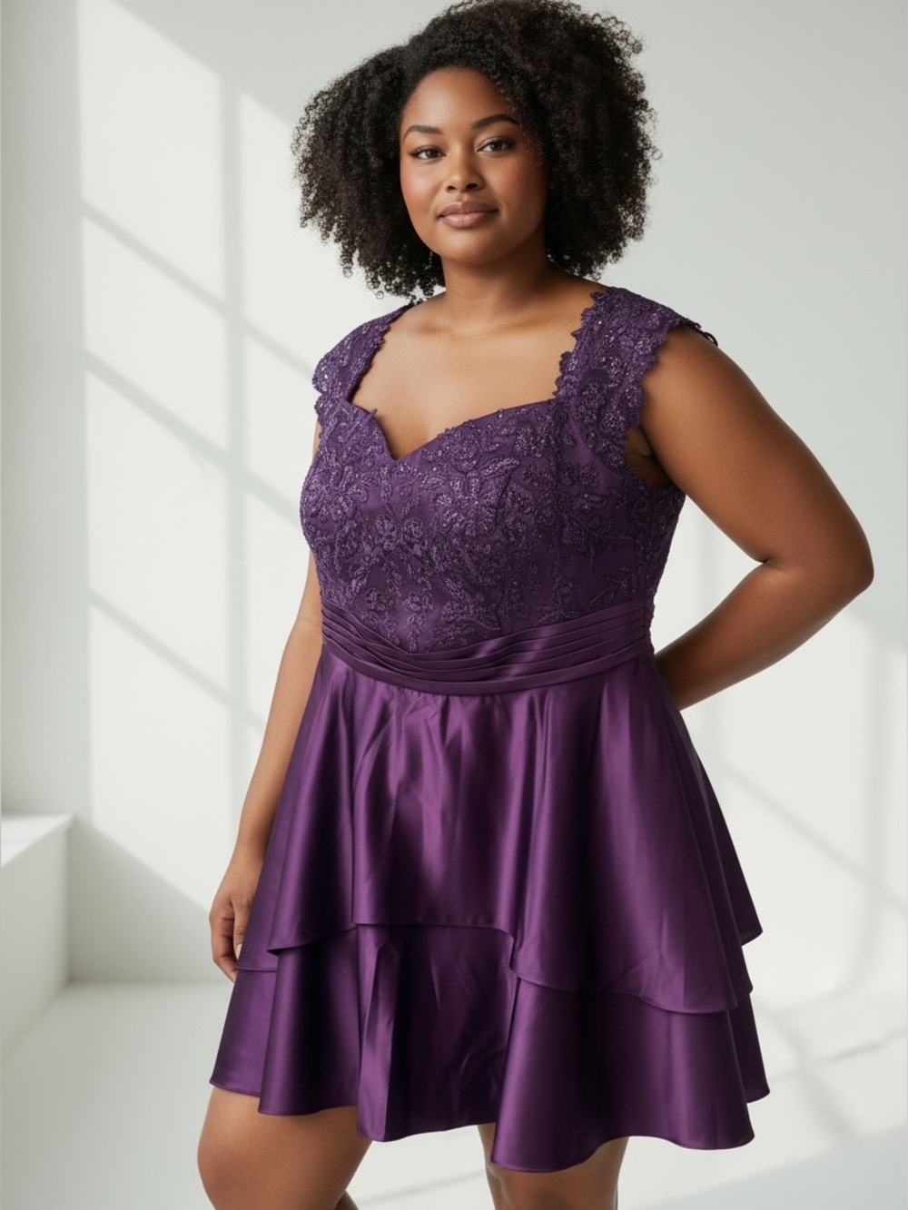 JJ’s House Grape Sequin Lace Dress Size 22W